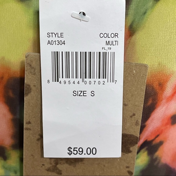 ABS by Allen Schwartz Denim Collection Watercolor Print Sheer Top Size S - Picture 4 of 6